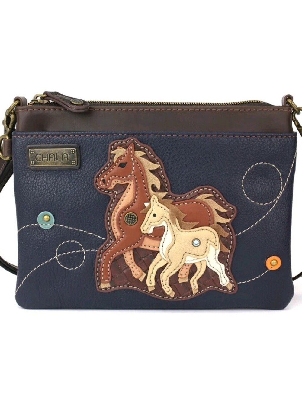 Chala NWOT Faux Leather Mini Crossbody Handbag - Horse Family.